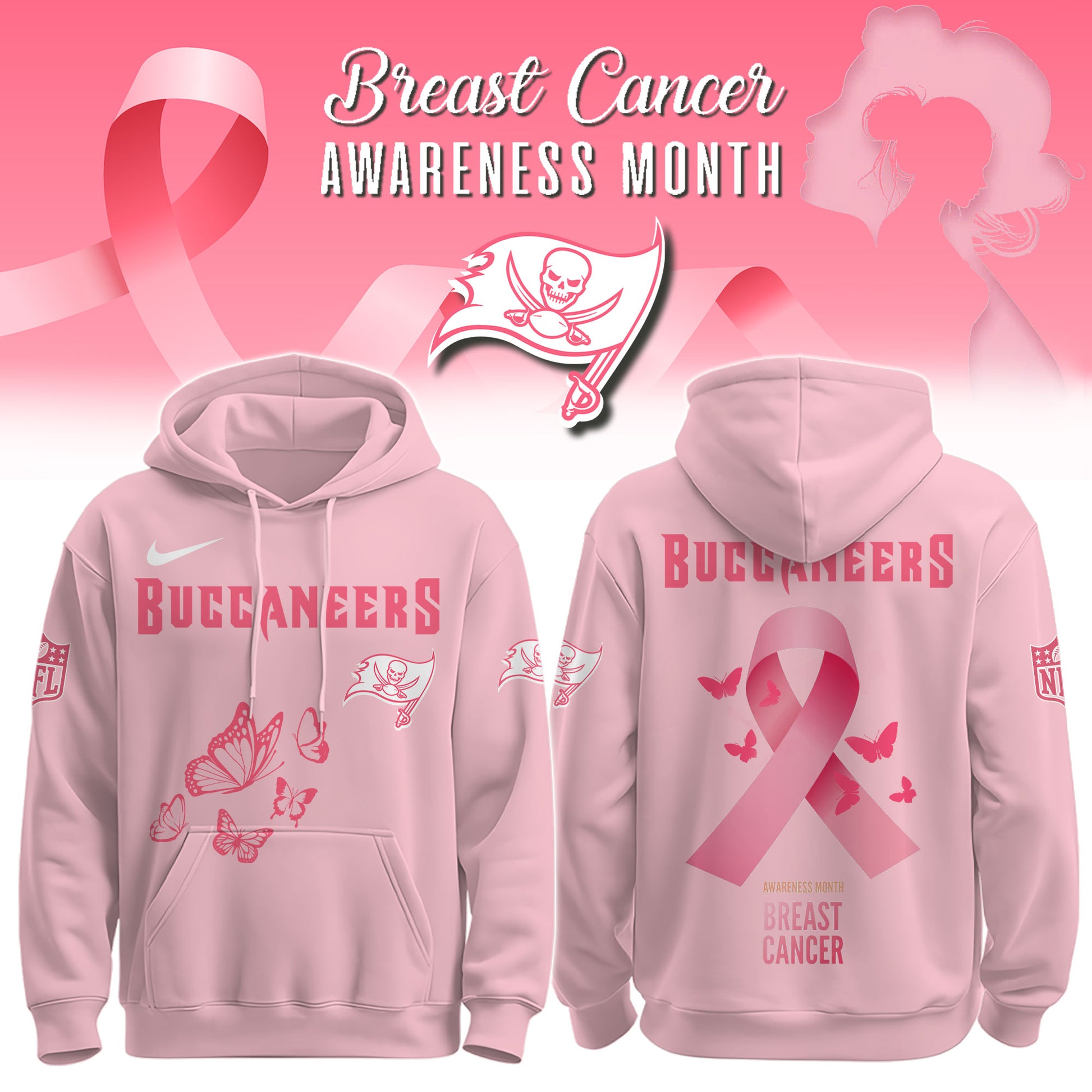Wear It Pink 2025 - Tampa Bay Buccaneers Breast Cancer Awareness Edition Hoodie
