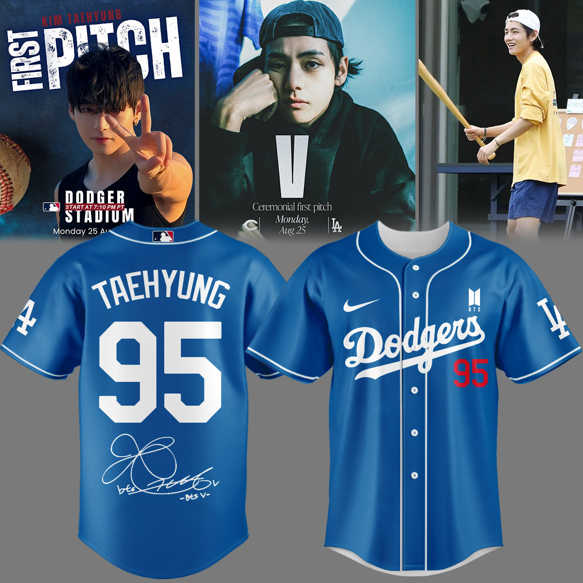 V BTS x Los Angeles Dodgers Jersey Special Version