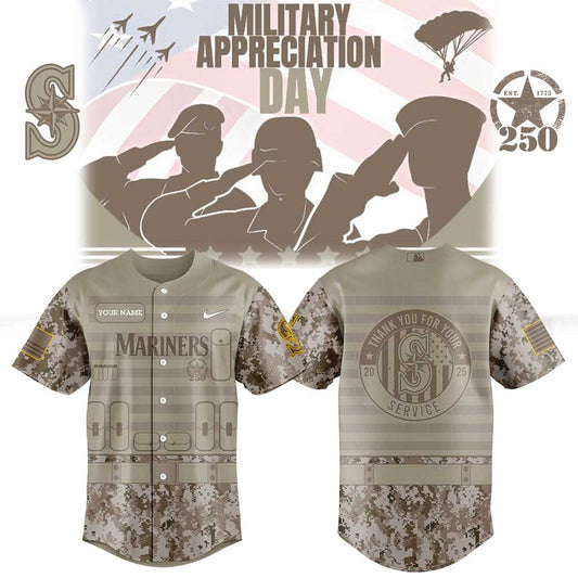Seattle Mariners Military Appreciation 250th Annivesay Baseball Jersey - Salute to Service