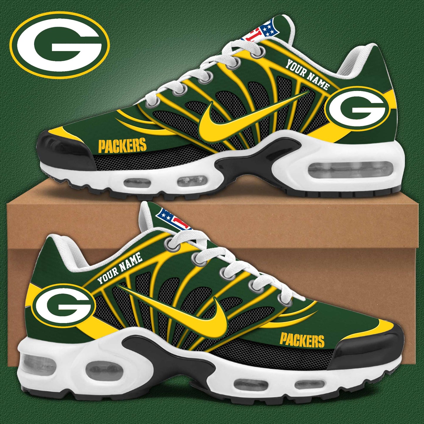 Premium Green Bay Packers Merch 2025 Version - Green Bay Packers Personalized TN Sport Shoes Limited Edition - Gear Up For Game Day!