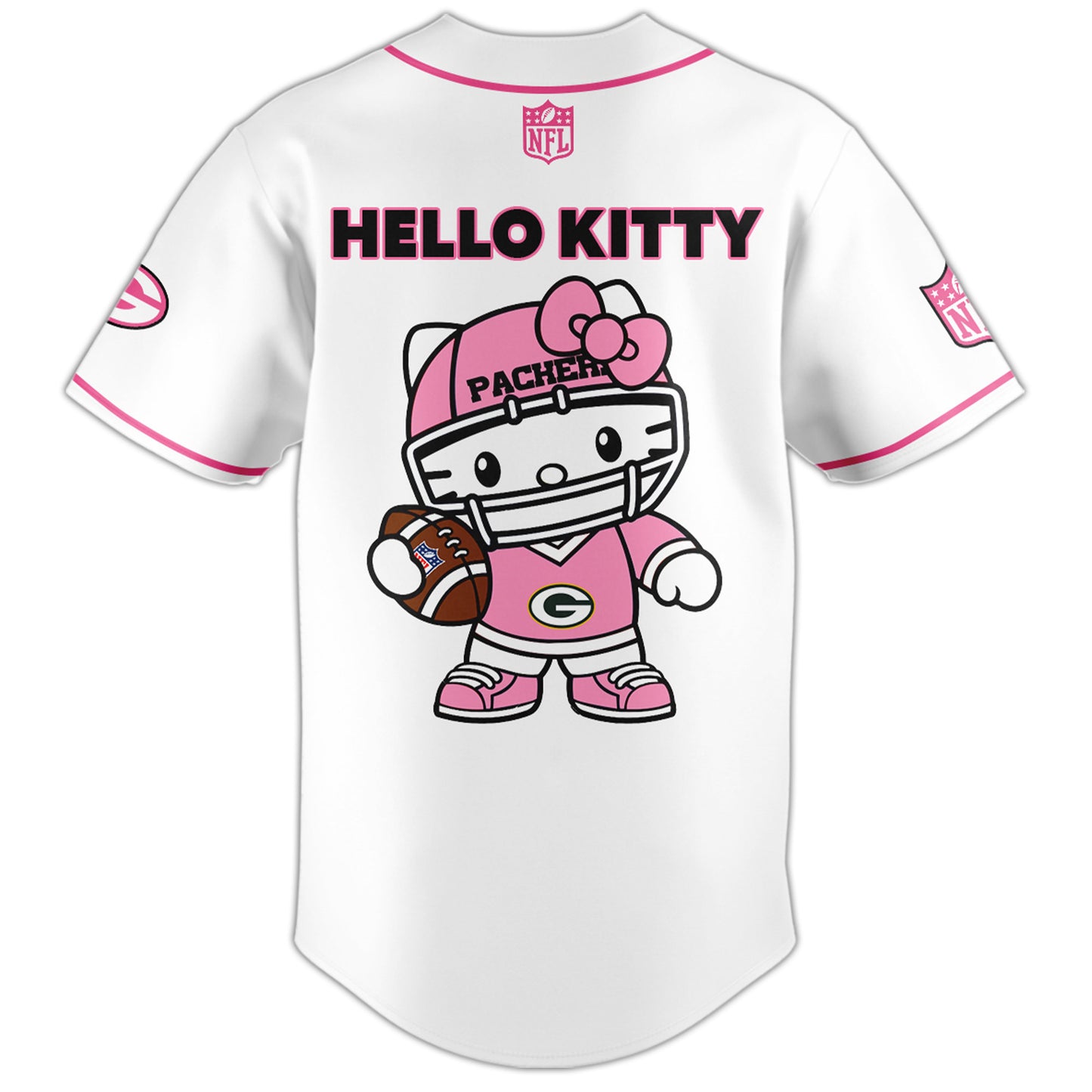 Premium Green Bay Packers Merch 2025 Version - Green Bay Packers X Kitty Pink Baseball Jersey Limited Edition - Gear Up For Game Day!