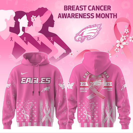 Philadelphia Eagles Special Breast Cancer Awareness Month Limited Edition Hoodie 2025