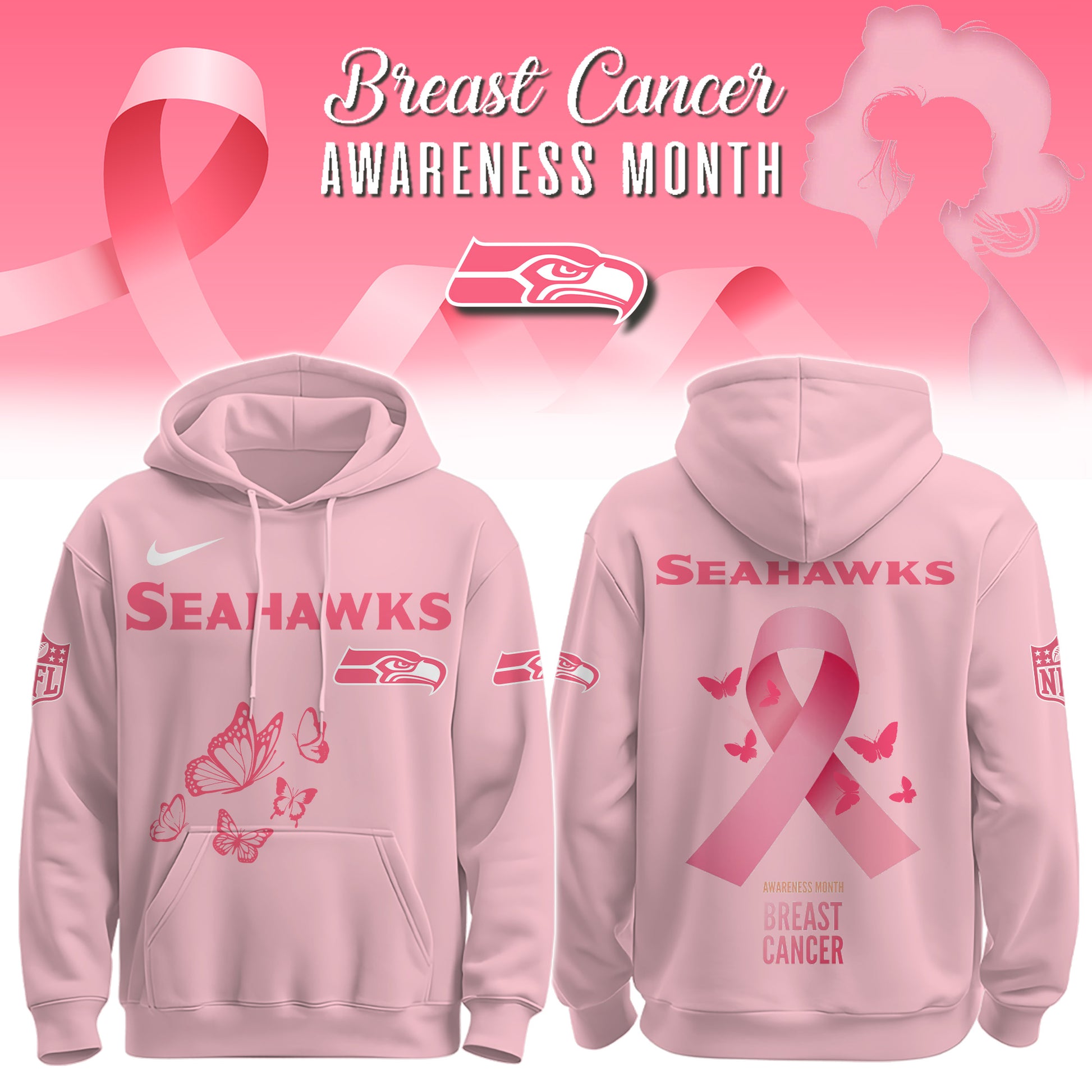 Wear It Pink 2025 - Seattle Seahawks Breast Cancer Awareness Edition Hoodie