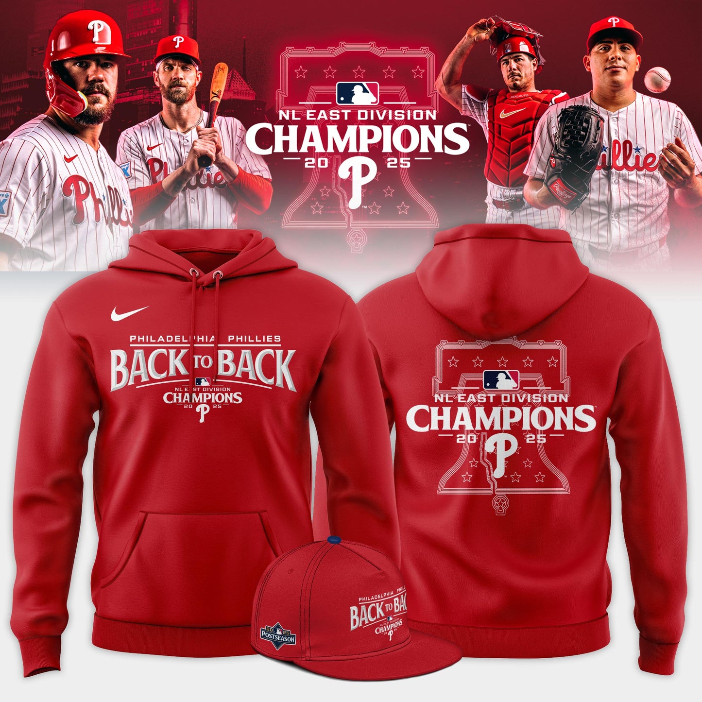Philadelphia Phillies Hoodie BACK-TO-BACK NL EAST CHAMPIONS