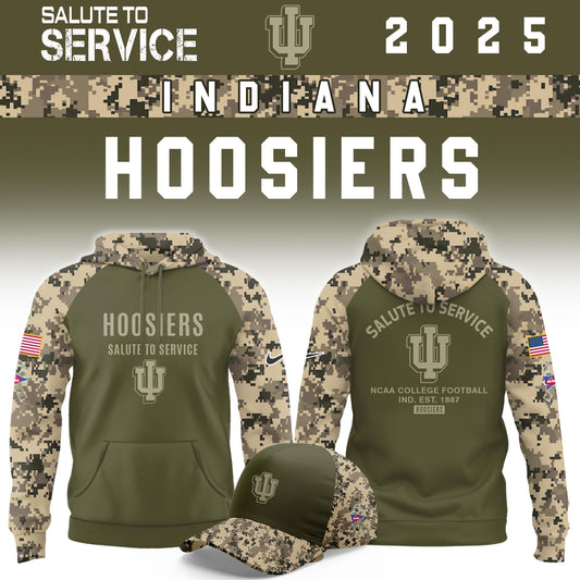 Indiana Hoosiers Salute To Service Limited Hoodie and Cap 2025 Collection