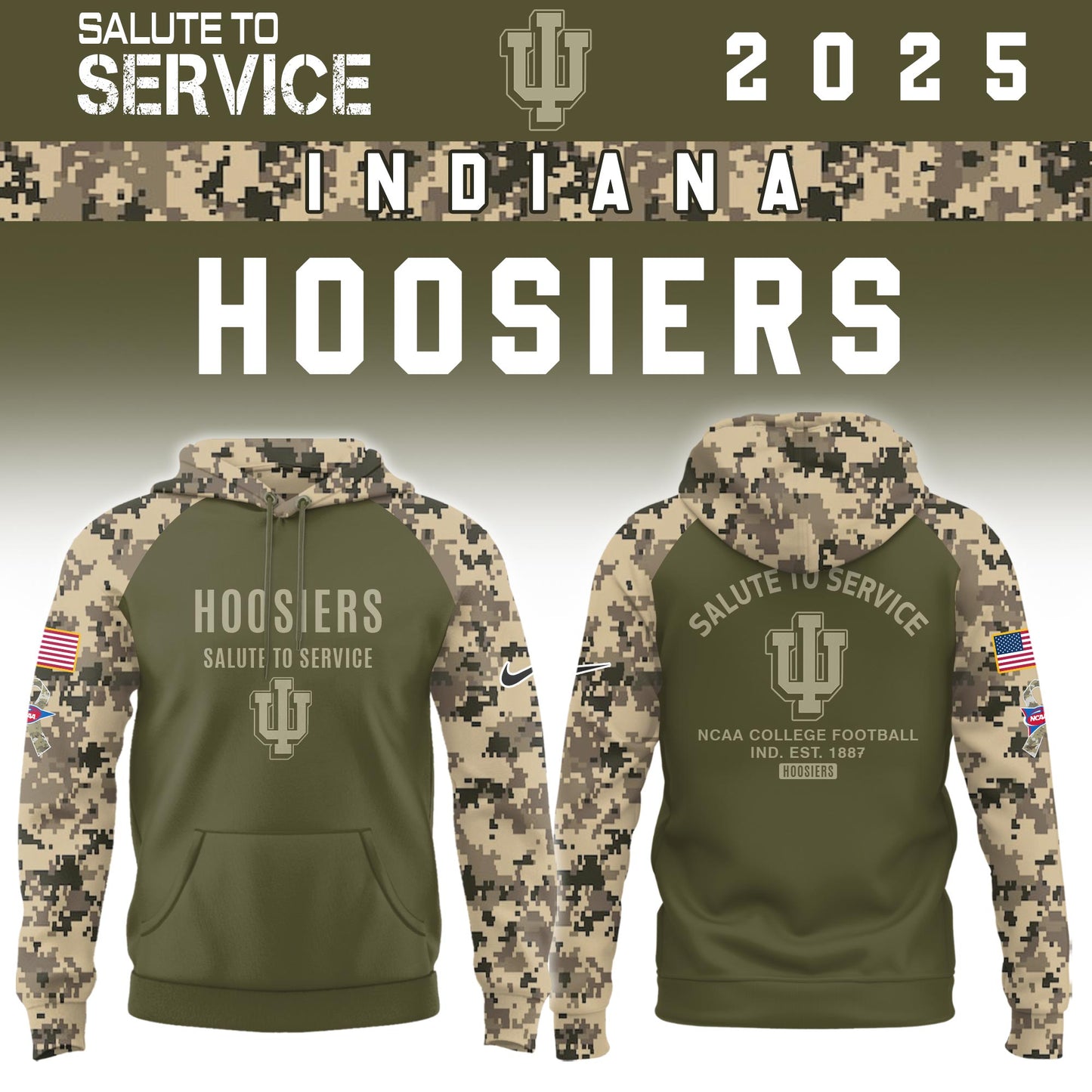Indiana Hoosiers Salute To Service Limited Hoodie and Cap 2025 Collection