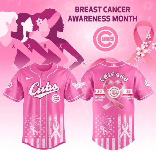 Chicago Cubs Special Breast Cancer Awareness Month Baseball Jersey