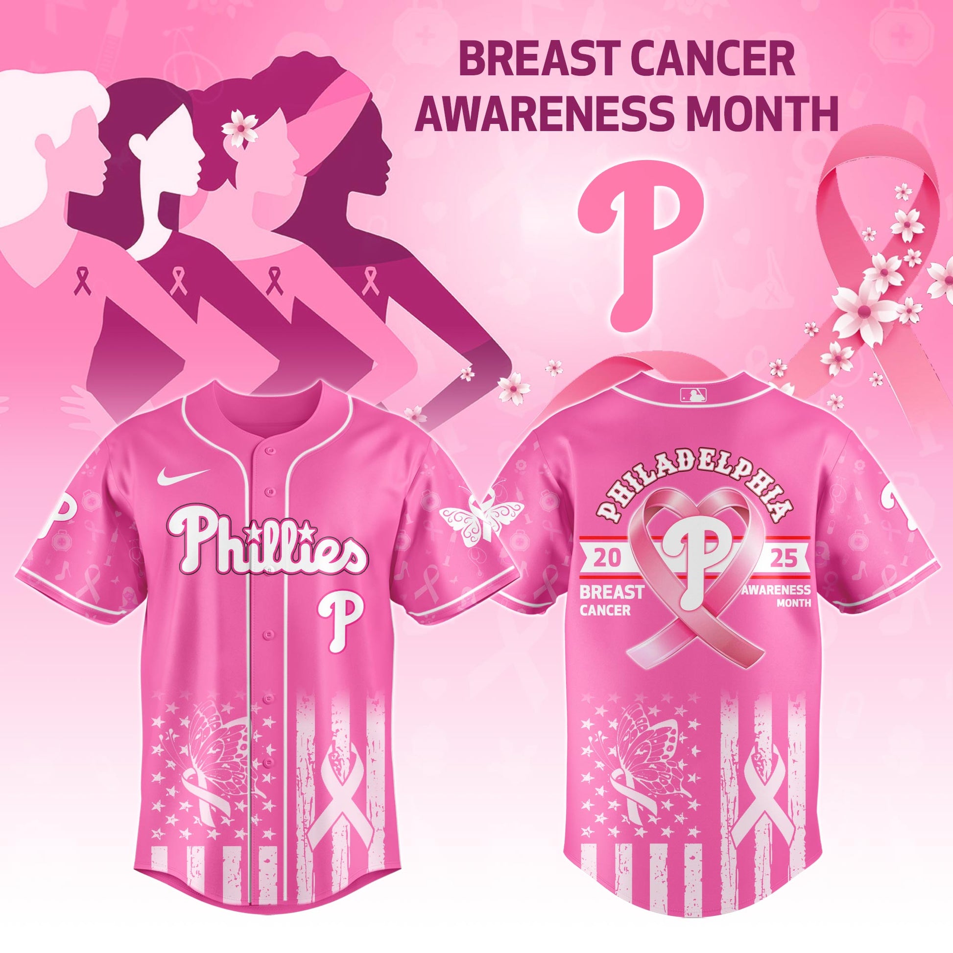 Philadelphia Phillies Special Breast Cancer Awareness Month Limited Edition Jersey