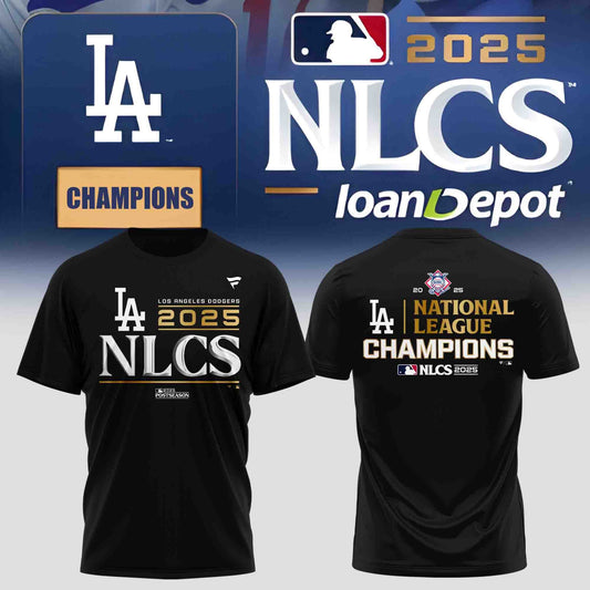 Los Angeles Dodgers 2025 National League Champions T-Shirt 2-Side Black