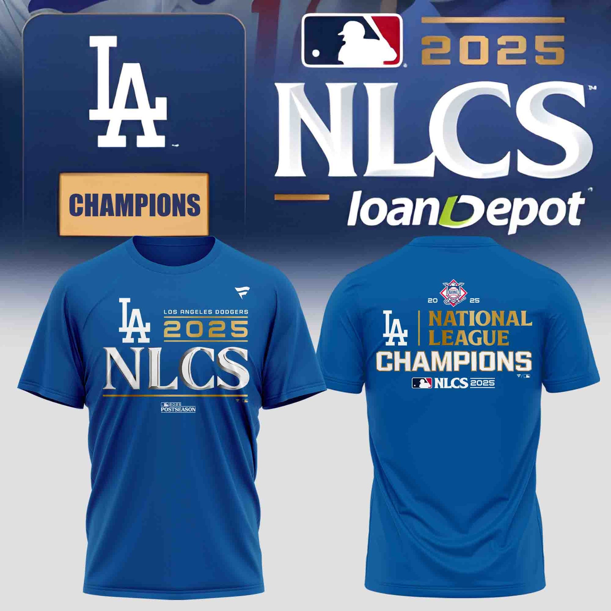 Los Angeles Dodgers 2025 National League Champions Blue T-Shirt