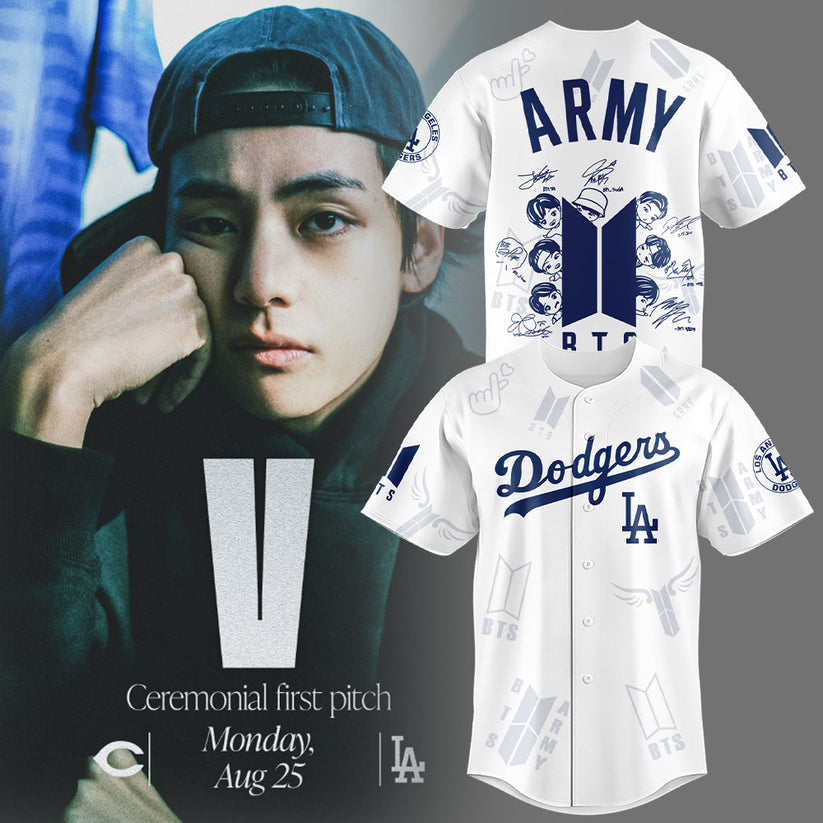 Army BTS x Los Angeles Dodgers Jersey White Special Version