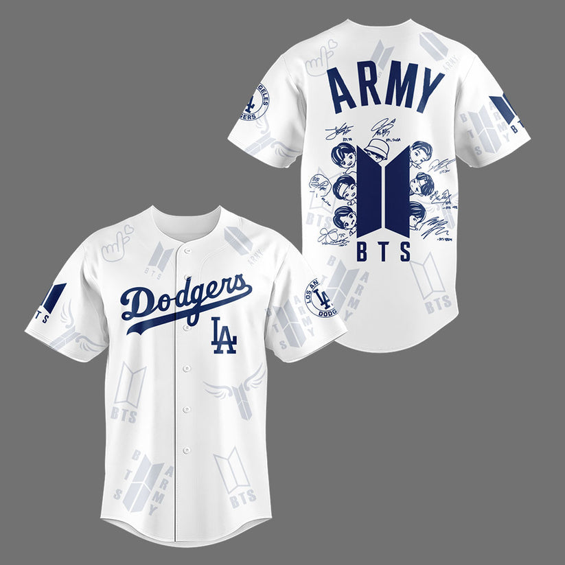Army BTS x Los Angeles Dodgers Jersey White Special Version