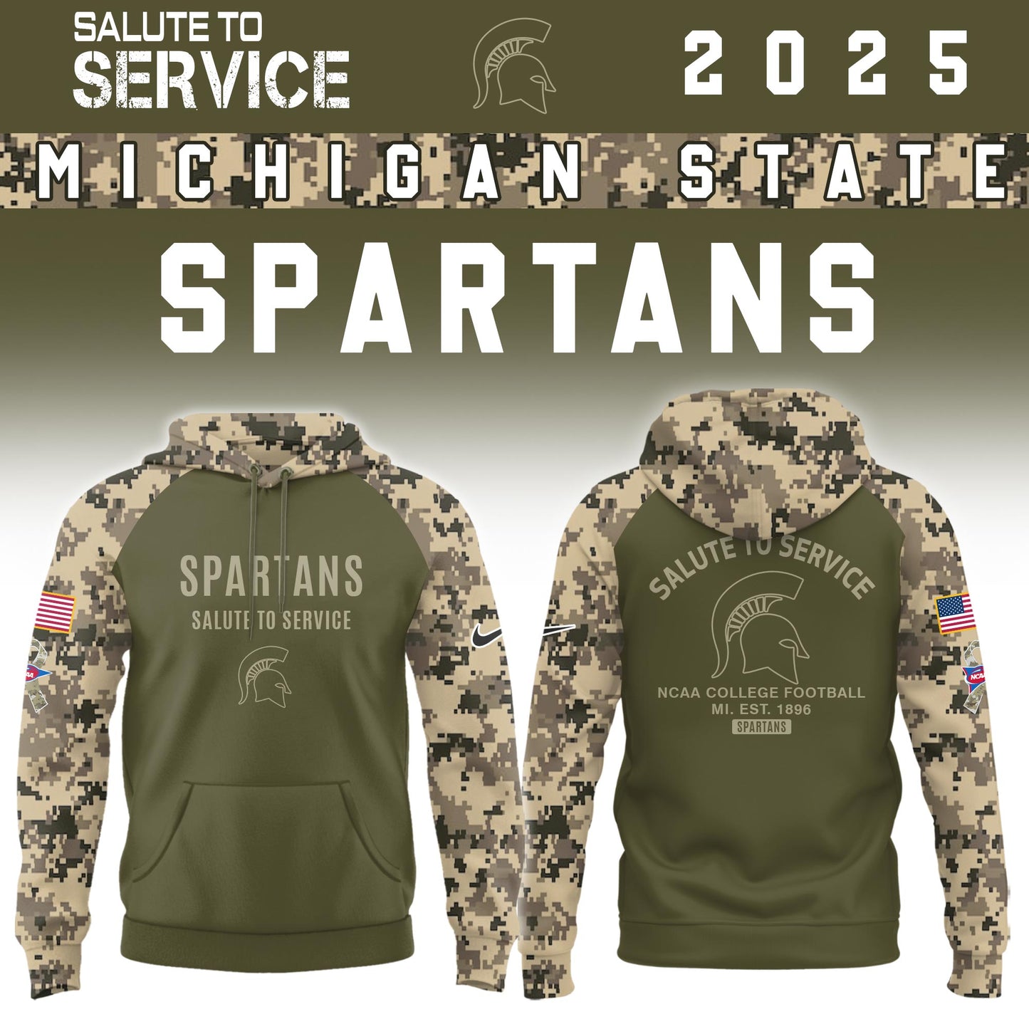 Michigan State Spartans Salute To Service Limited Hoodie and Cap 2025 Collection