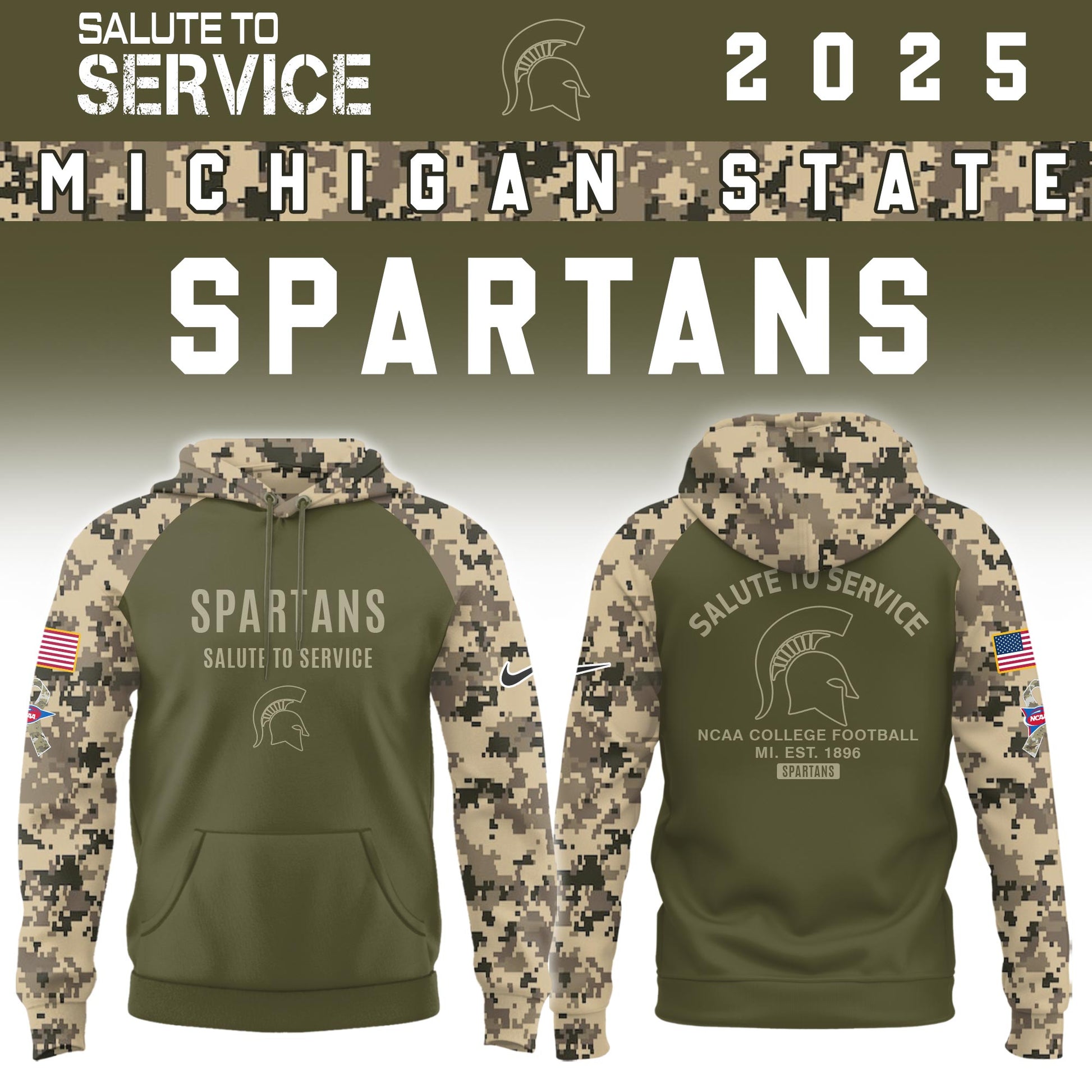 Michigan State Spartans Salute To Service Limited Hoodie and Cap 2025 Collection
