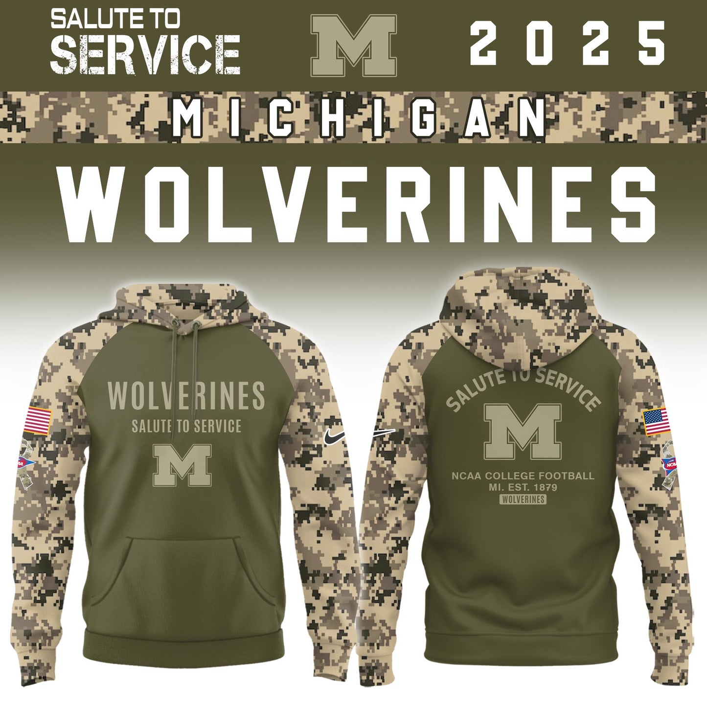Michigan Wolverines Salute To Service Limited Hoodie and Cap 2025 Collection