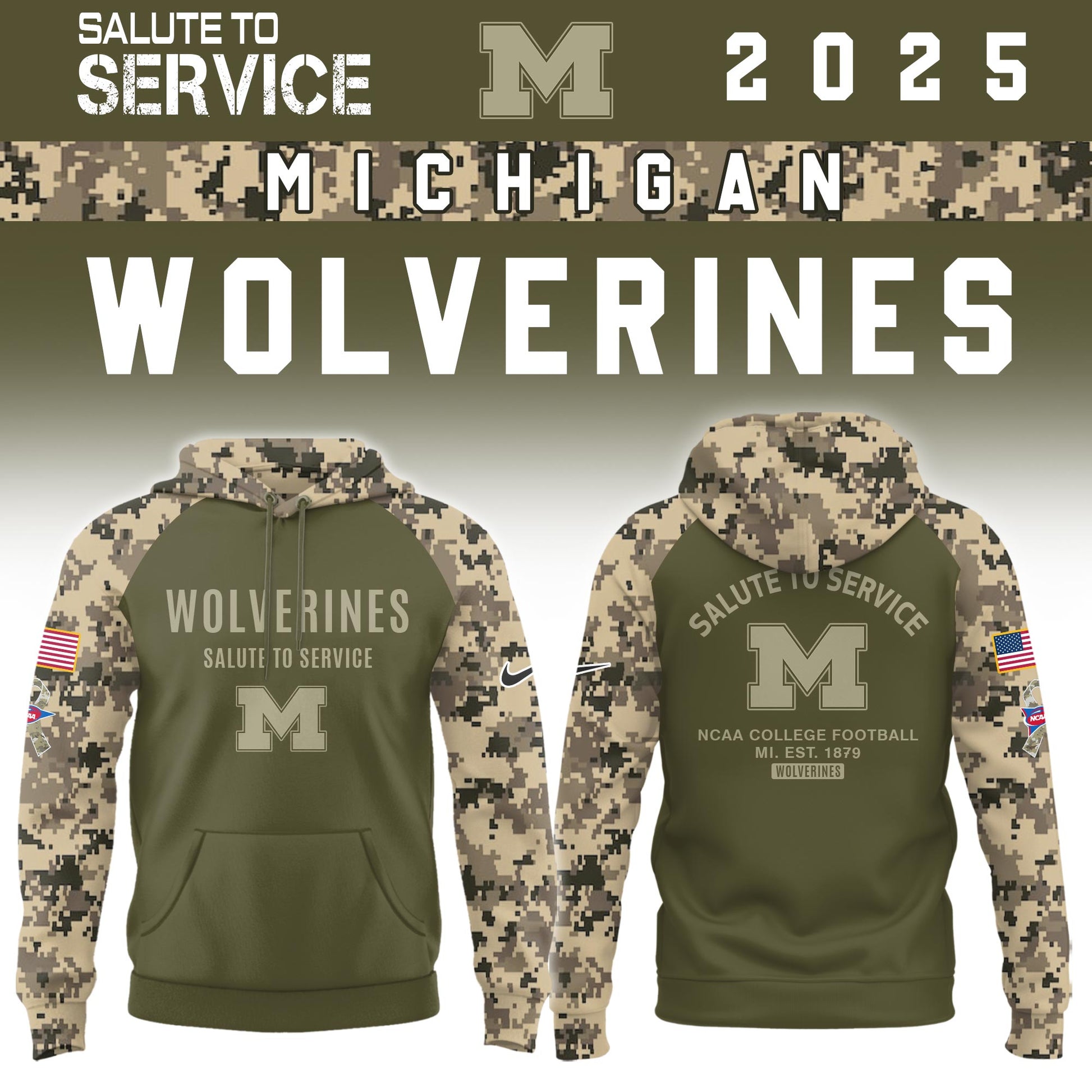 Michigan Wolverines Salute To Service Limited Hoodie and Cap 2025 Collection