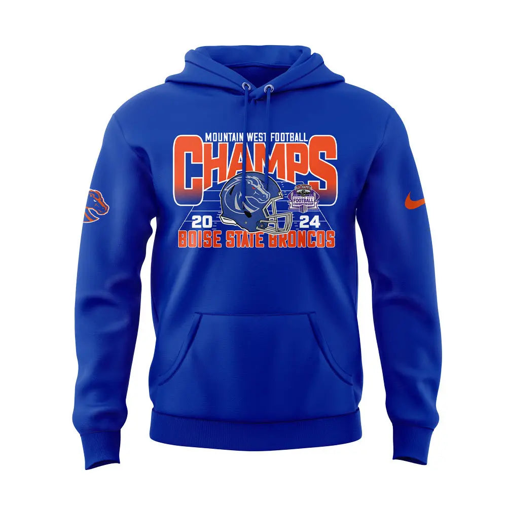 Premium Boise State Broncos Gear - Boise State Broncos 2024 Mountain West Conference Football Champions Hoodie Set BSB 01