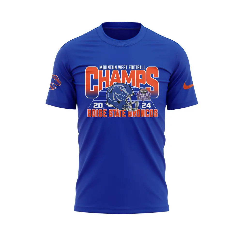 Premium Boise State Broncos Gear - Boise State Broncos 2024 Mountain West Conference Football Champions T-Shirt Set BSB 05