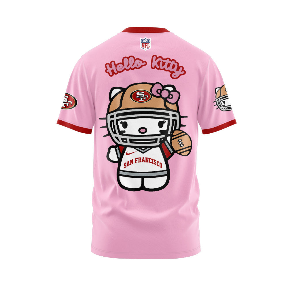 Premium San Francisco 49ers Gear - Limited Edition San Francisco 49ers x Hello Kitty T-Shirt+Pants+Cap Set - Gear Up For Big Game - High-End SF 49ers Merch