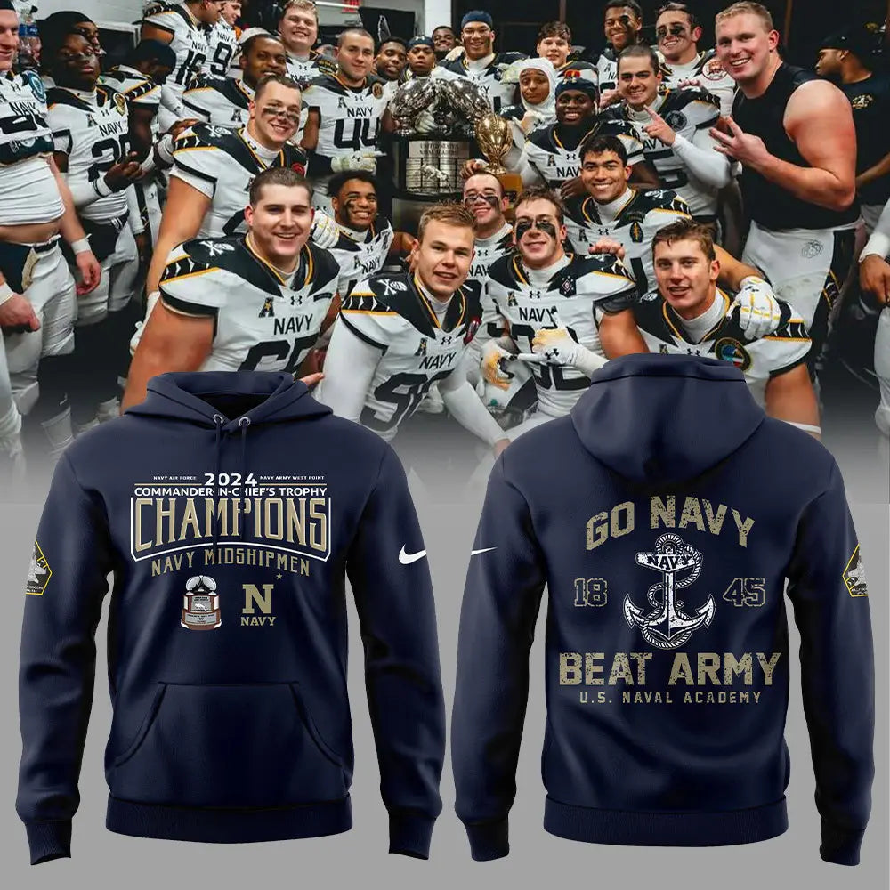 Special 2024 Commander-In-Chief’s Trophy Champions Navy Football Hoodie