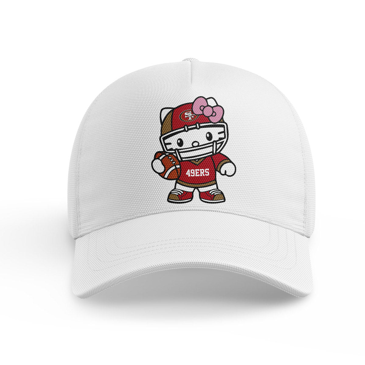 Premium San Francisco 49ers Gear - Limited Edition San Francisco 49ers x Hello Kitty White Hoodie+Pants+Cap Set - Gear Up For Big Game - High-End SF 49ers Merch