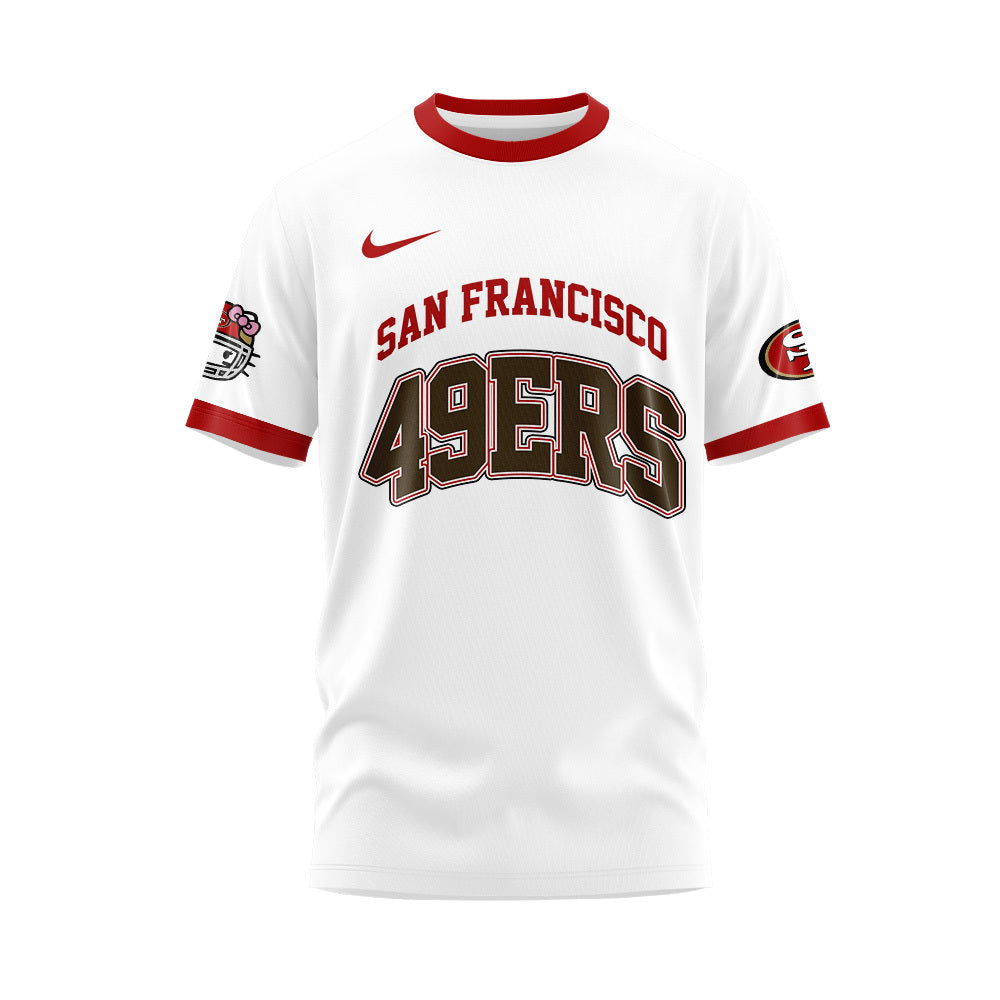 Premium San Francisco 49ers Gear - Limited Edition San Francisco 49ers x Hello Kitty T-Shirt+Pants+Cap Set - Gear Up For Big Game - High-End SF 49ers Merch