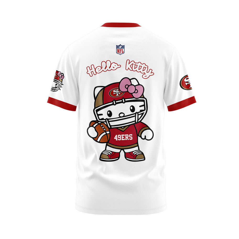 Premium San Francisco 49ers Gear - Limited Edition San Francisco 49ers x Hello Kitty T-Shirt+Pants+Cap Set - Gear Up For Big Game - High-End SF 49ers Merch