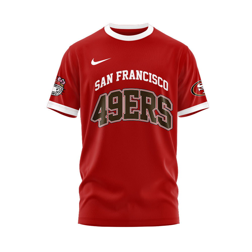 Premium San Francisco 49ers Gear - Limited Edition San Francisco 49ers x Hello Kitty T-Shirt+Pants+Cap Set - Gear Up For Big Game - High-End SF 49ers Merch