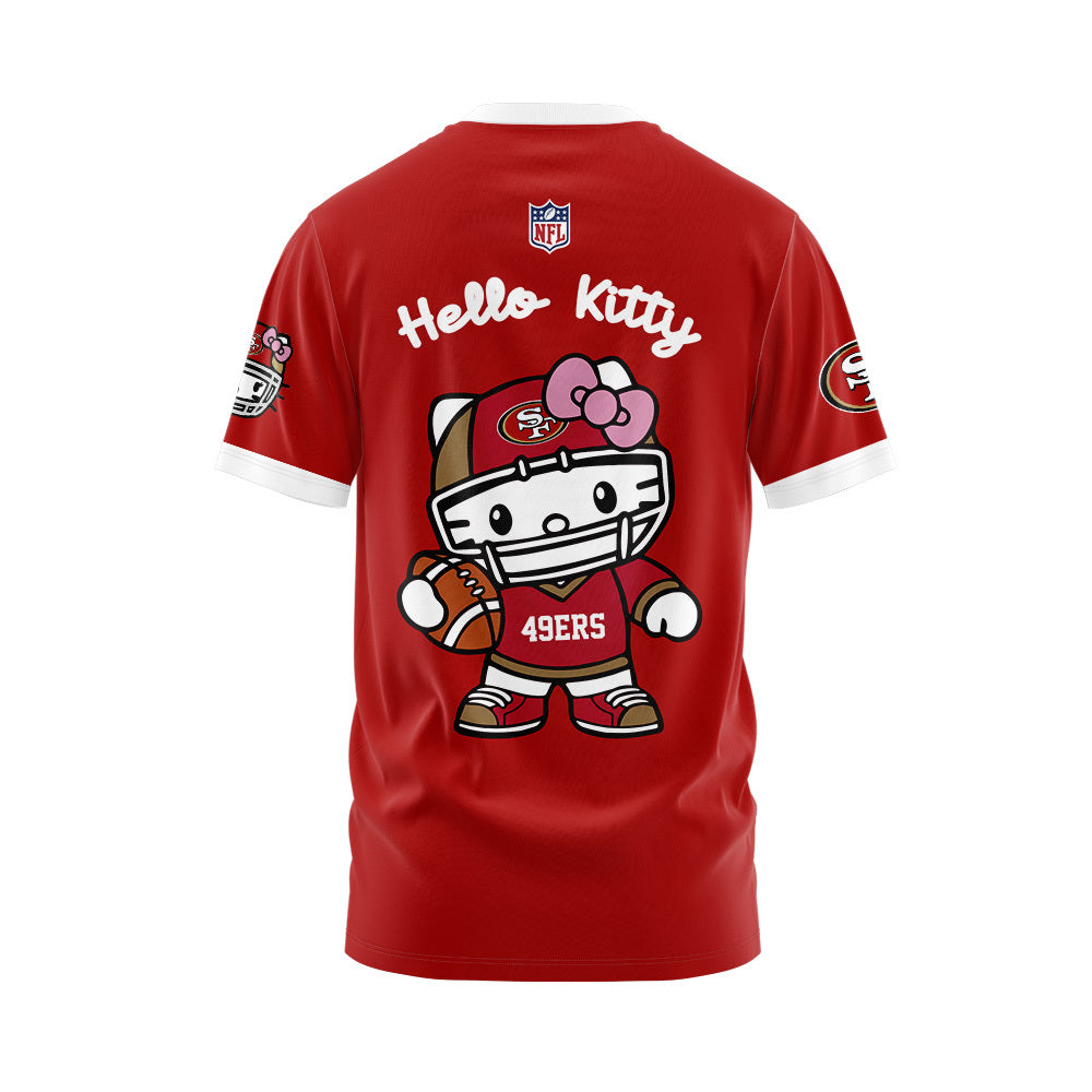 Premium San Francisco 49ers Gear - Limited Edition San Francisco 49ers x Hello Kitty T-Shirt+Pants+Cap Set - Gear Up For Big Game - High-End SF 49ers Merch