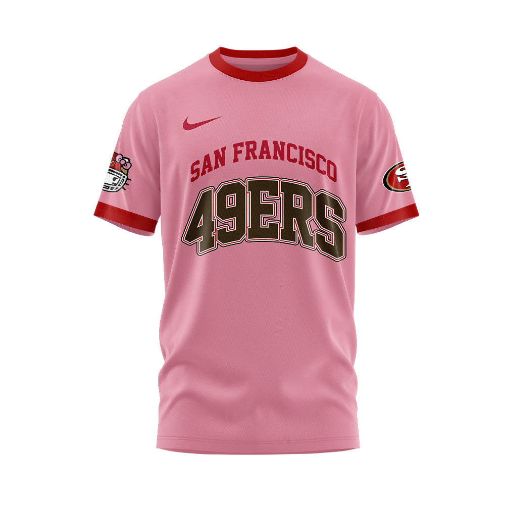 Premium San Francisco 49ers Gear - Limited Edition San Francisco 49ers x Hello Kitty T-Shirt+Pants+Cap Set - Gear Up For Big Game - High-End SF 49ers Merch