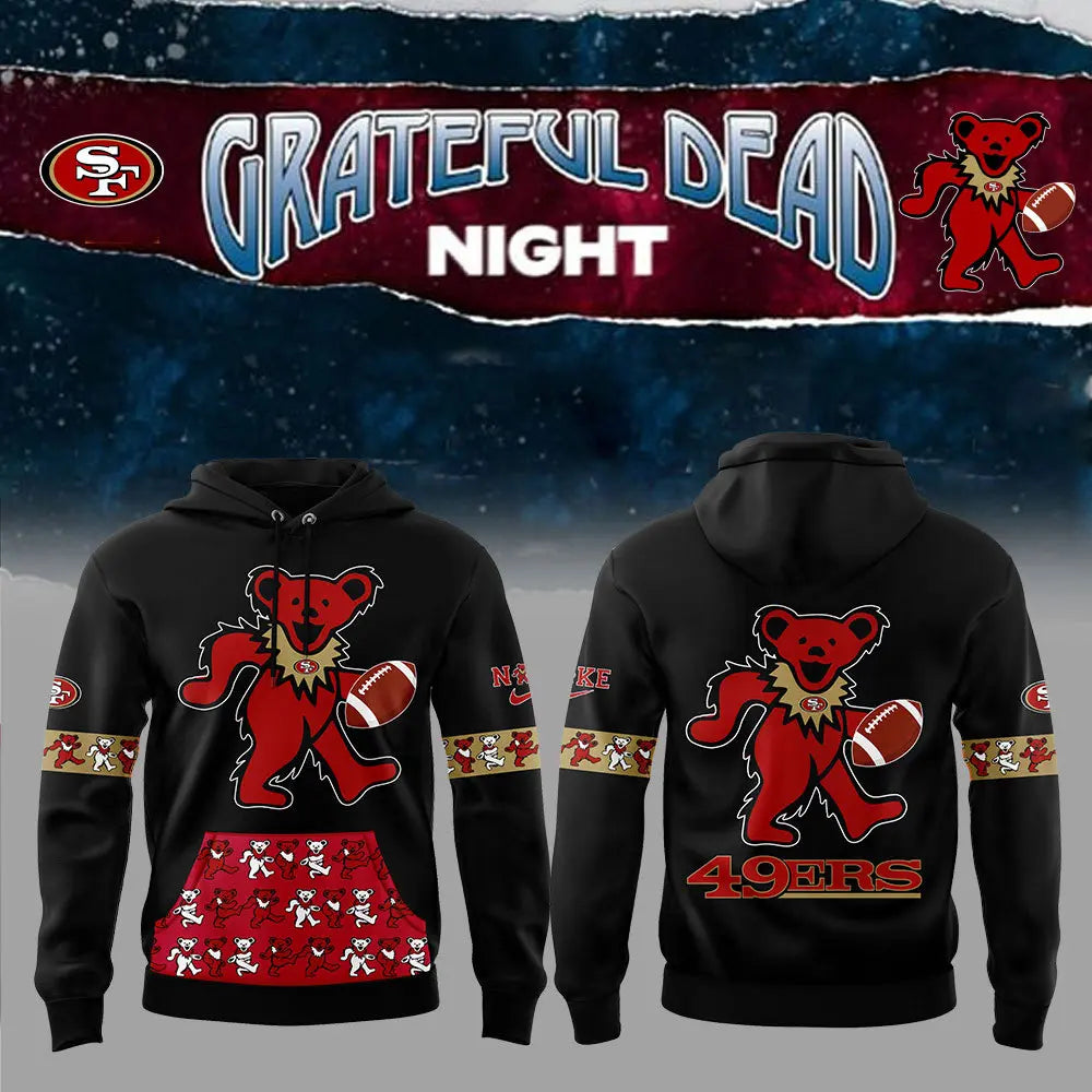 Premium San Francisco 49ers Gear - San Francisco 49ers Grateful Dead Night Hoodie Set - Gear Up For Big Game - High-End SF 49ers Merch