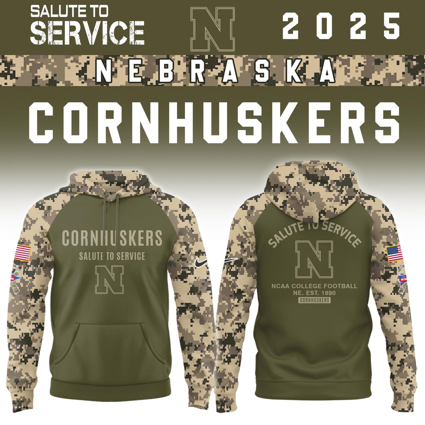 Nebraska Cornhuskers Salute To Service Limited Hoodie and Cap 2025 Collection