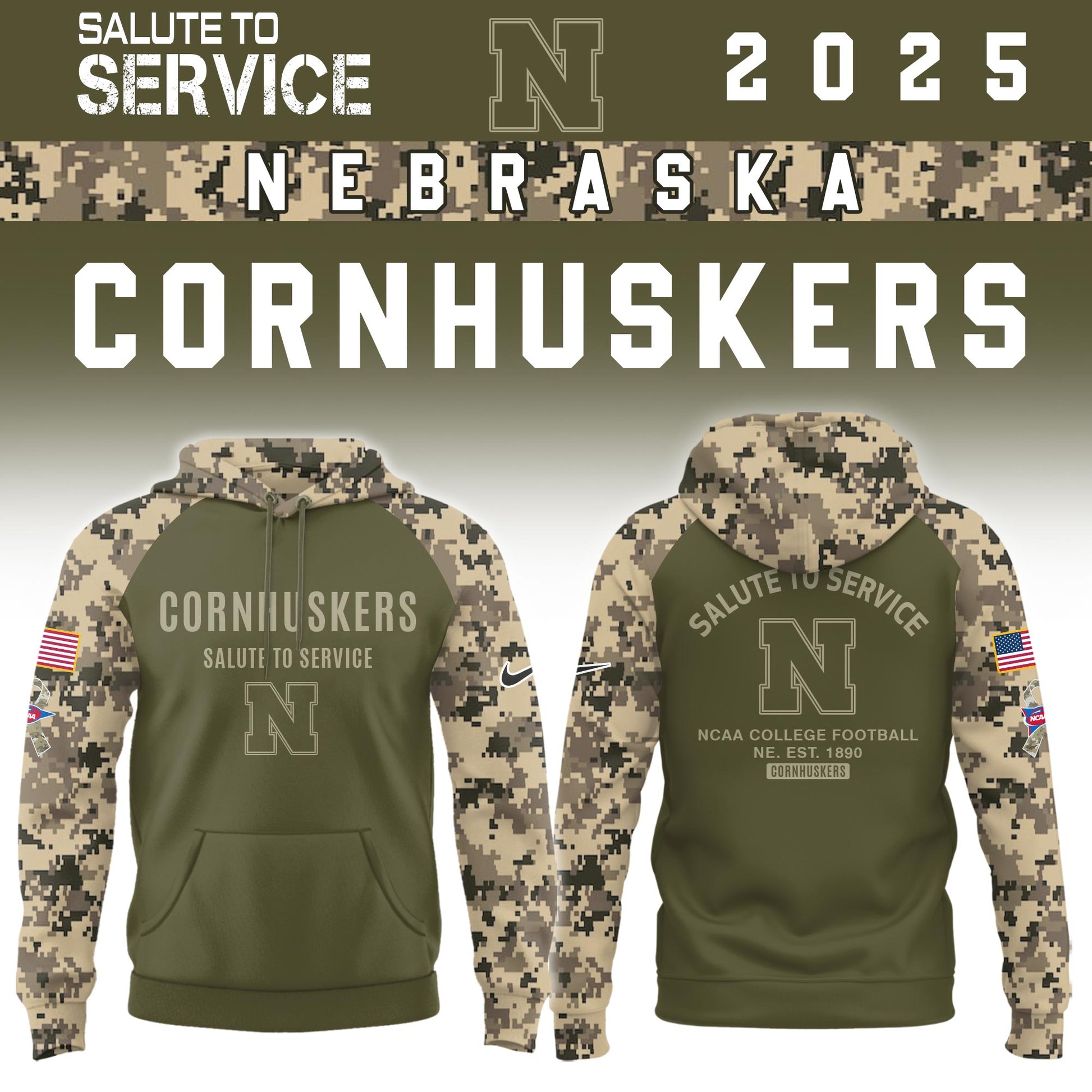 Nebraska Cornhuskers Salute To Service Limited Hoodie and Cap 2025 Collection