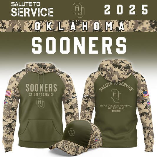Oklahoma Sooners Salute To Service Limited Hoodie and Cap 2025 Collection