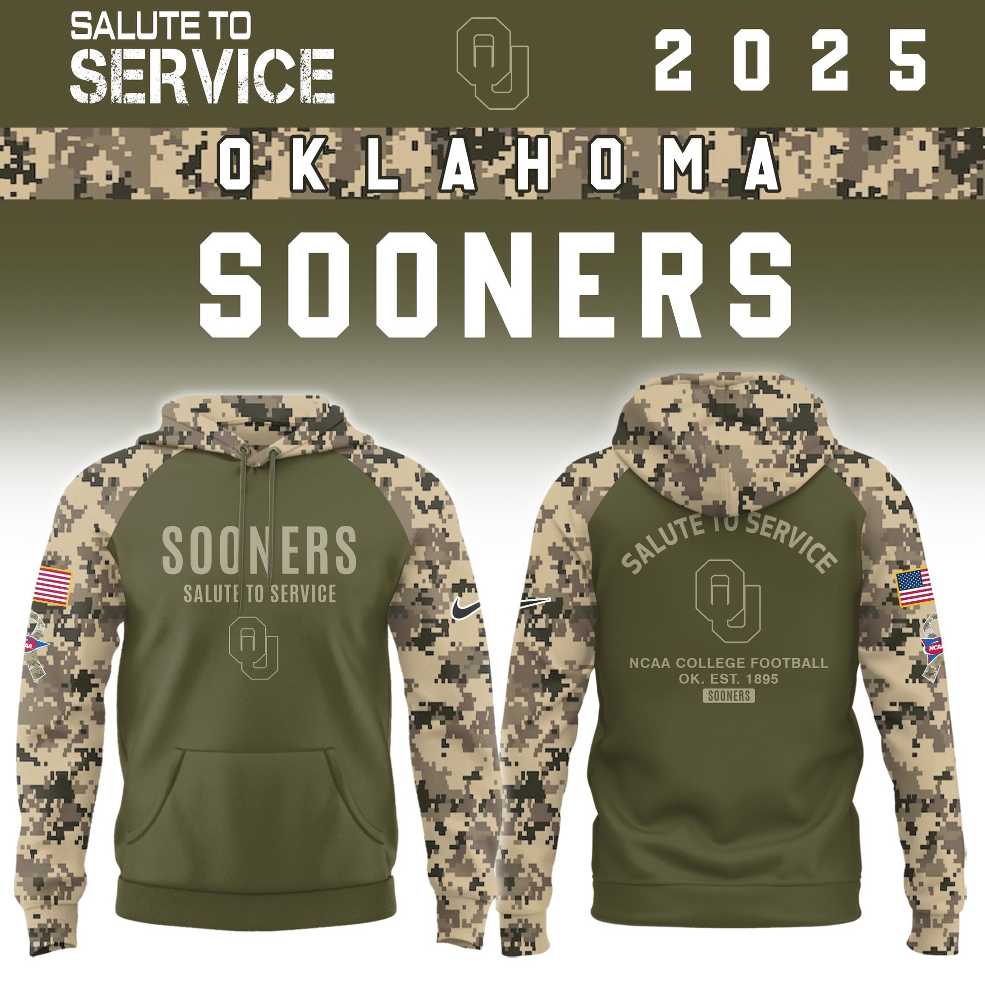 Oklahoma Sooners Salute To Service Limited Hoodie and Cap 2025 Collection