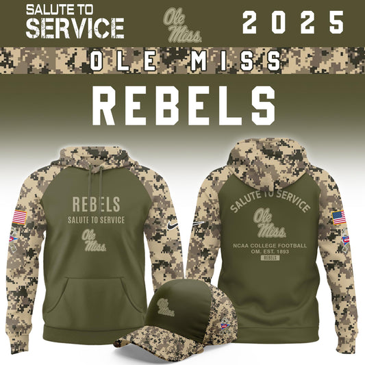 Ole Miss Rebels Salute To Service Limited Hoodie and Cap 2025 Collection