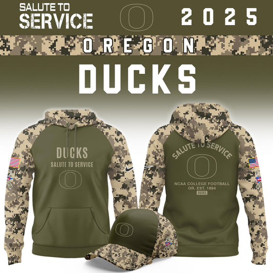 Oregon Ducks Salute To Service Limited Hoodie and Cap 2025 Collection