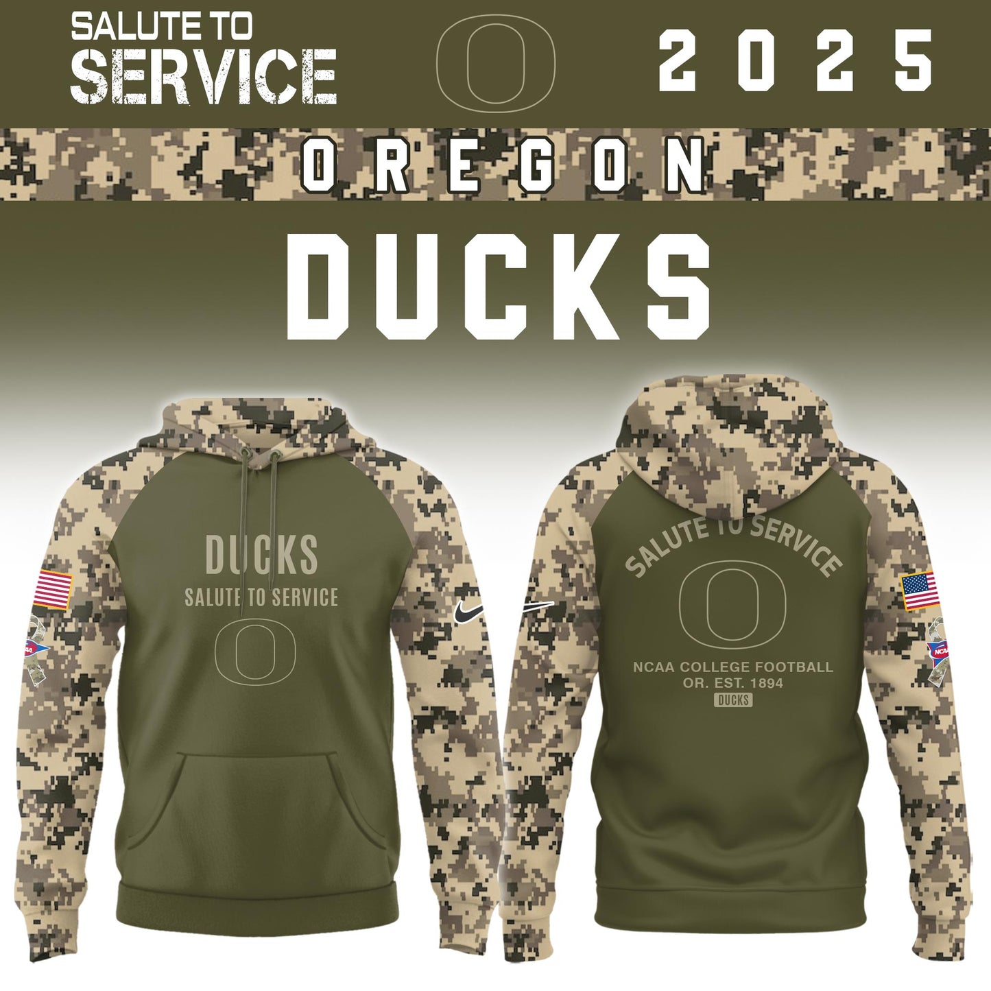 Oregon Ducks Salute To Service Limited Hoodie and Cap 2025 Collection