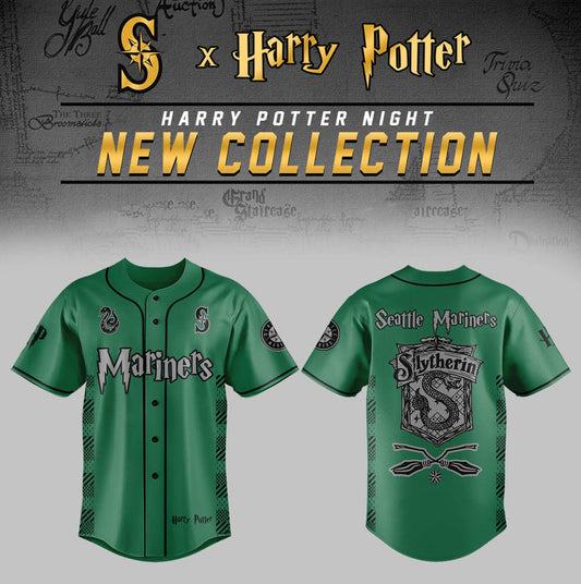 Seattle Mariners x Harry Potter Night Slytherin House Baseball Jersey