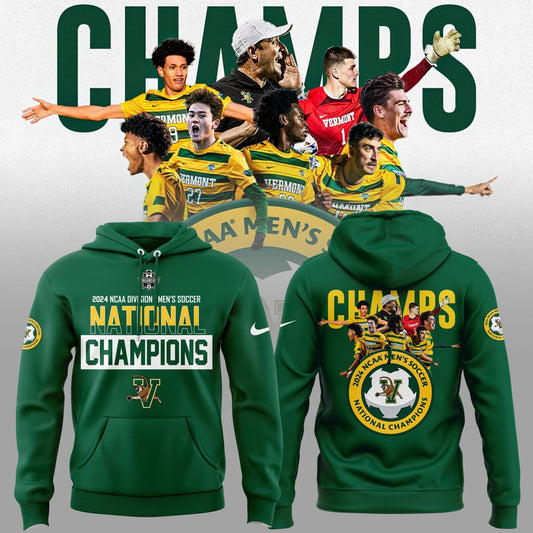 Premium University of Vermont Catamounts Merch - UVM Men’s Soccer 2024 College Cup National Champions Hoodie