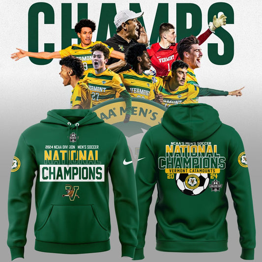 Premium University of Vermont Catamounts Merch - UVM Men’s Soccer 2024 College Cup National Champions Hoodie