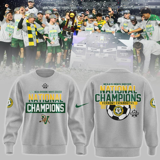 Premium University of Vermont Catamounts Merch - UVM Men’s Soccer 2024 College Cup National Champions Sweatshirt