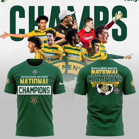 Premium University of Vermont Catamounts Merch - UVM Men’s Soccer 2024 College Cup National Champions T-Shirt