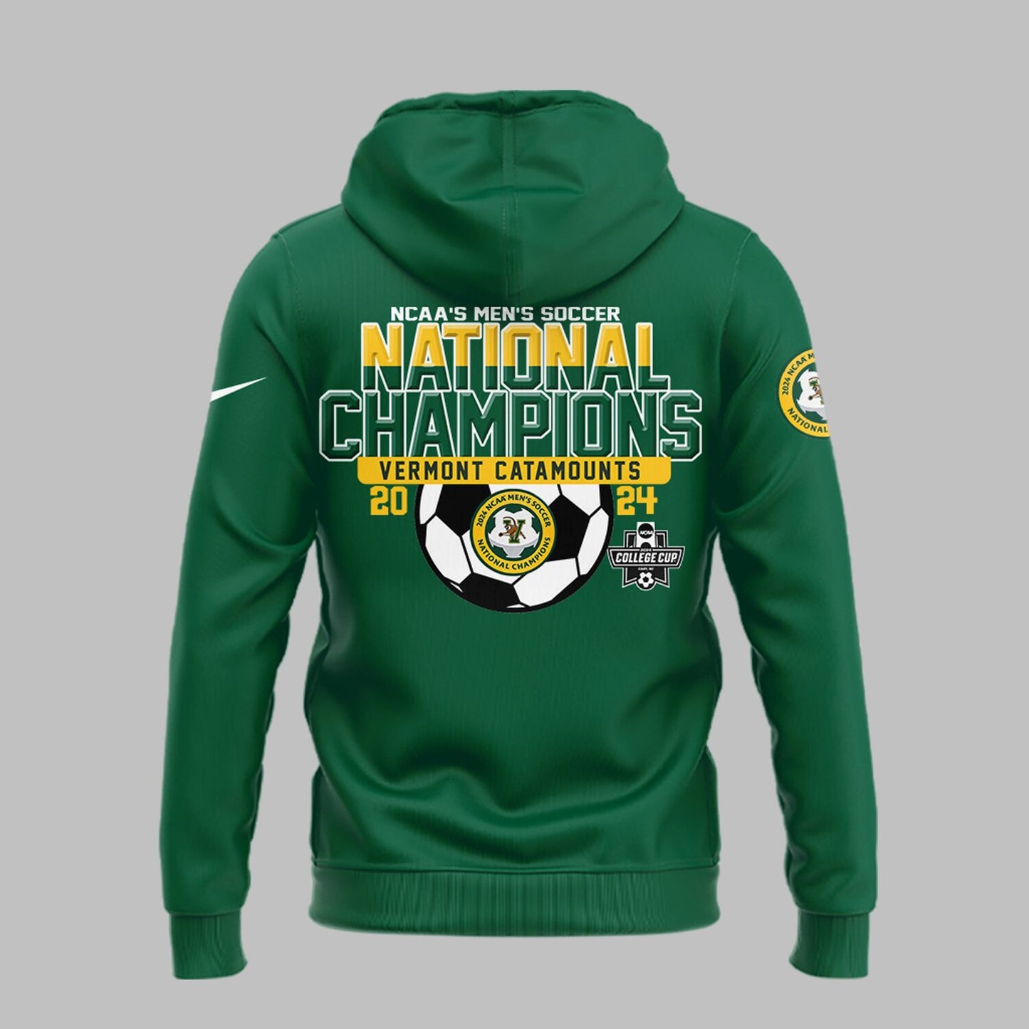 Premium University of Vermont Catamounts Merch - UVM Men’s Soccer 2024 College Cup National Champions Zip Hoodie