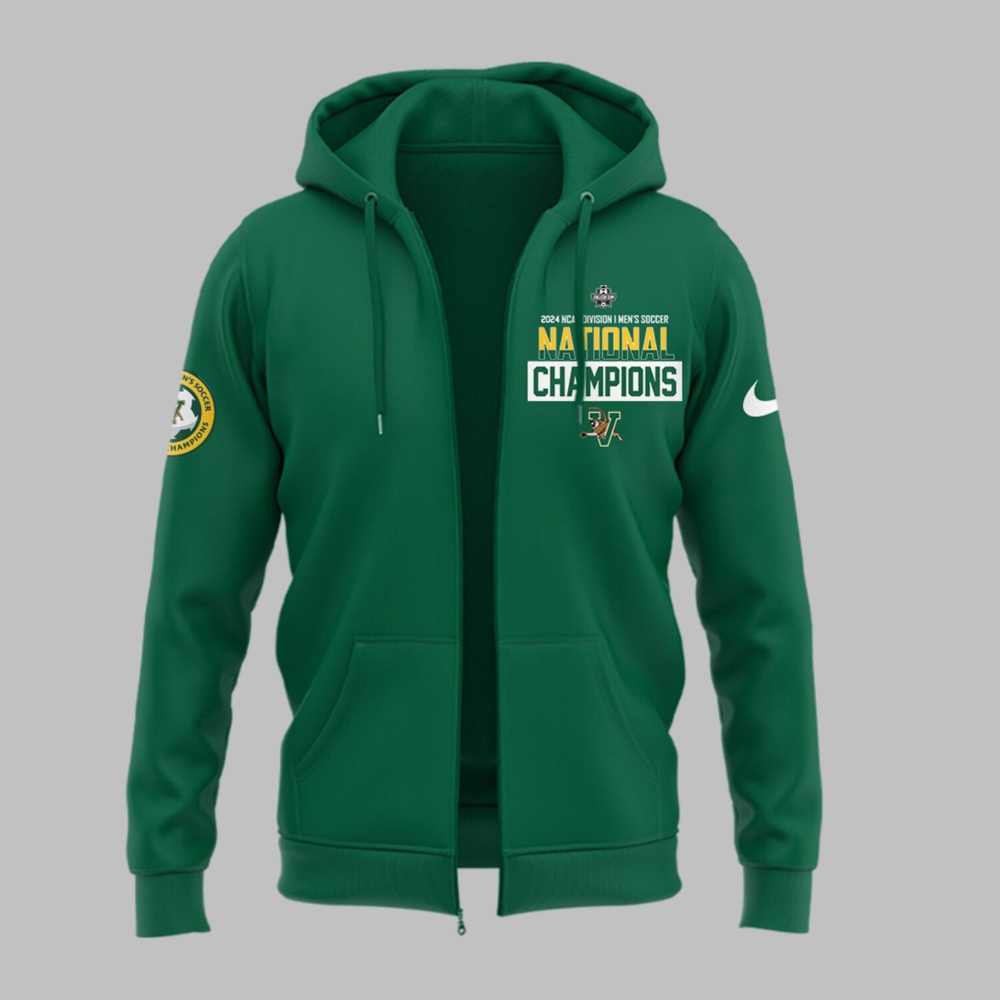 Premium University of Vermont Catamounts Merch - UVM Men’s Soccer 2024 College Cup National Champions Zip Hoodie