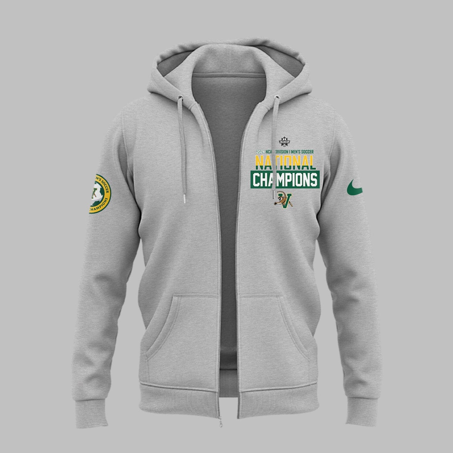 Premium University of Vermont Catamounts Merch - UVM Men’s Soccer 2024 College Cup National Champions Zip Hoodie