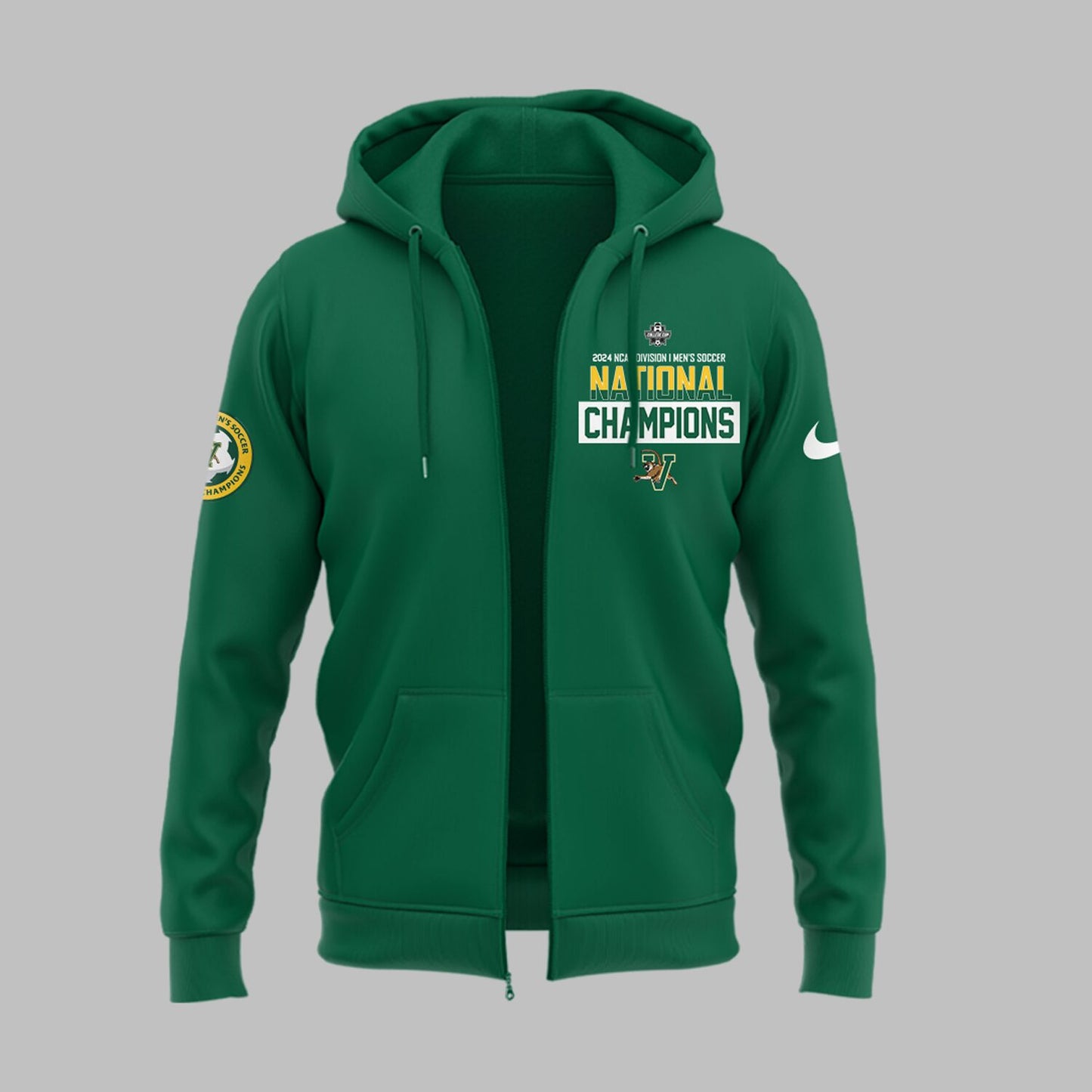 Premium University of Vermont Catamounts Merch - UVM Men’s Soccer 2024 College Cup National Champions Zip Hoodie