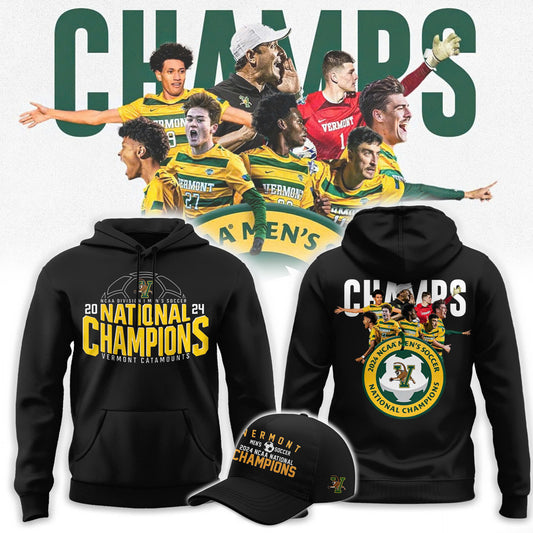 Premium University of Vermont Catamounts Merch - UVM Men’s Soccer 2024 College Cup National Champions Hoodie