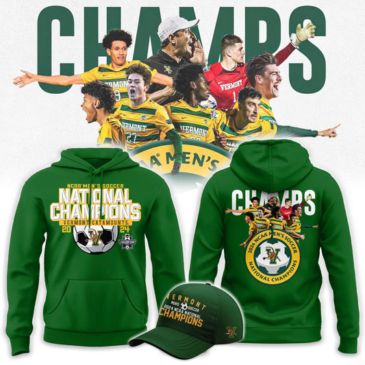 Premium University of Vermont Catamounts Merch - UVM Men’s Soccer 2024 College Cup National Champions Hoodie