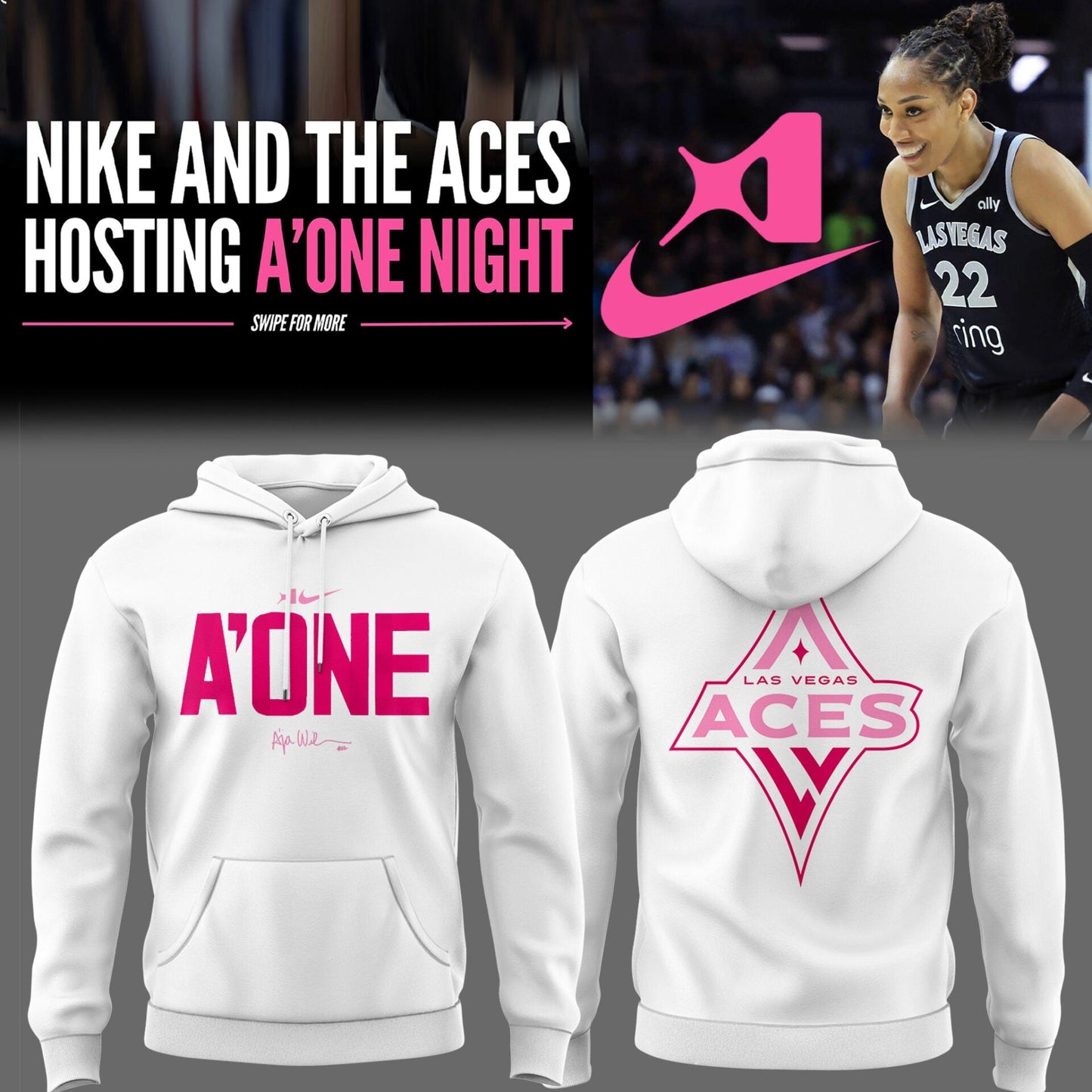 Limited Edition Las Vegas Aces x A' One Night 2025 Hoodie